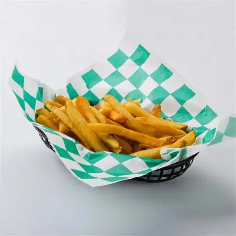 Green Checkered Basket Liners