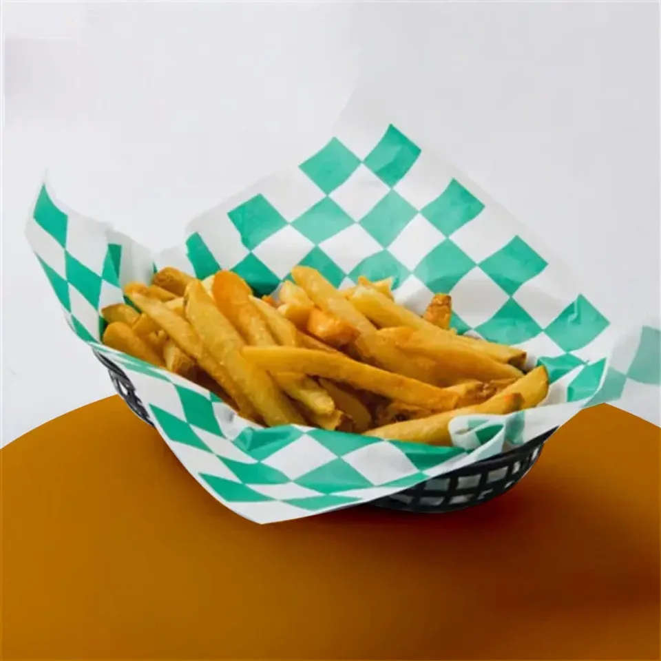 Green Checkered Basket Liners, photo 2