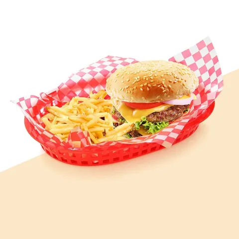 Basket Liners and Tray Papers: Red Checkered Basket Liners